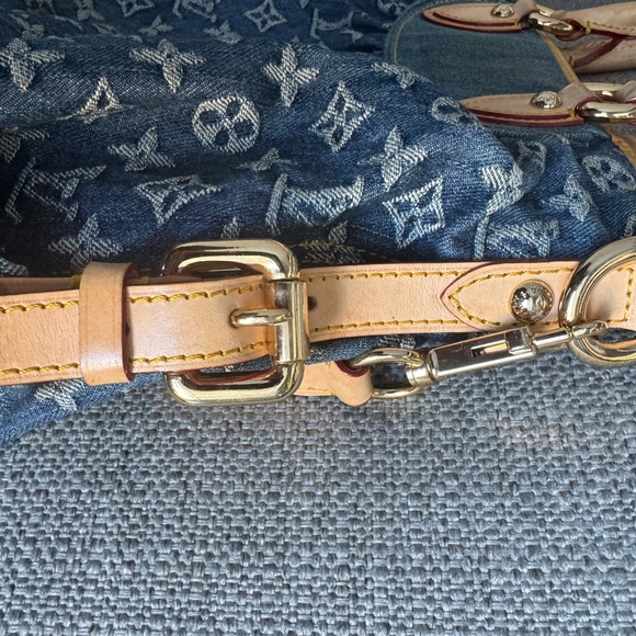 Vintage Louis Vuitton Denim Monogram Crossbody Bag with Tan Accents - Picture 6 of 12